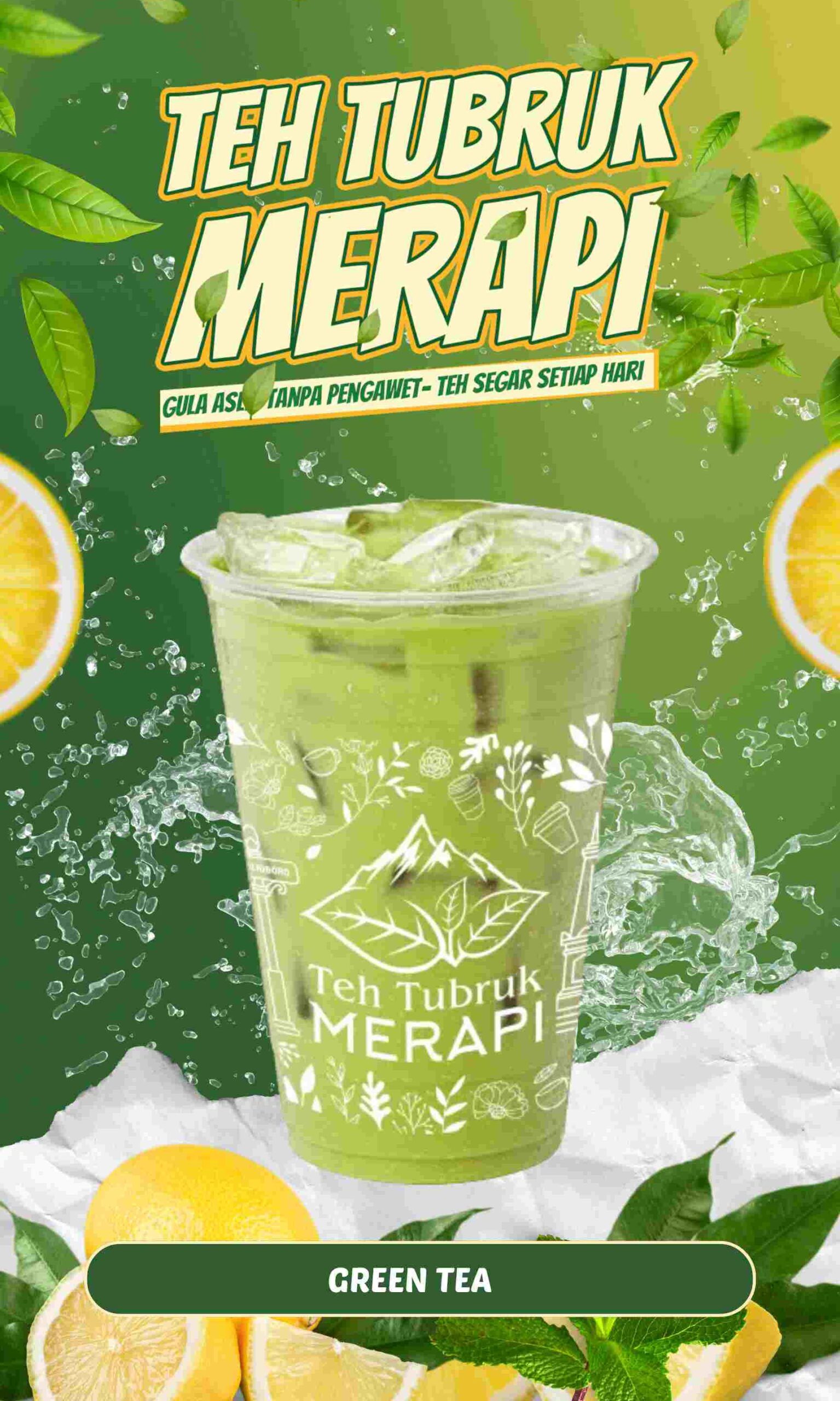 Hijau Kuning Organik Modern Promosi Penjualan Minuman Es Teh Ban