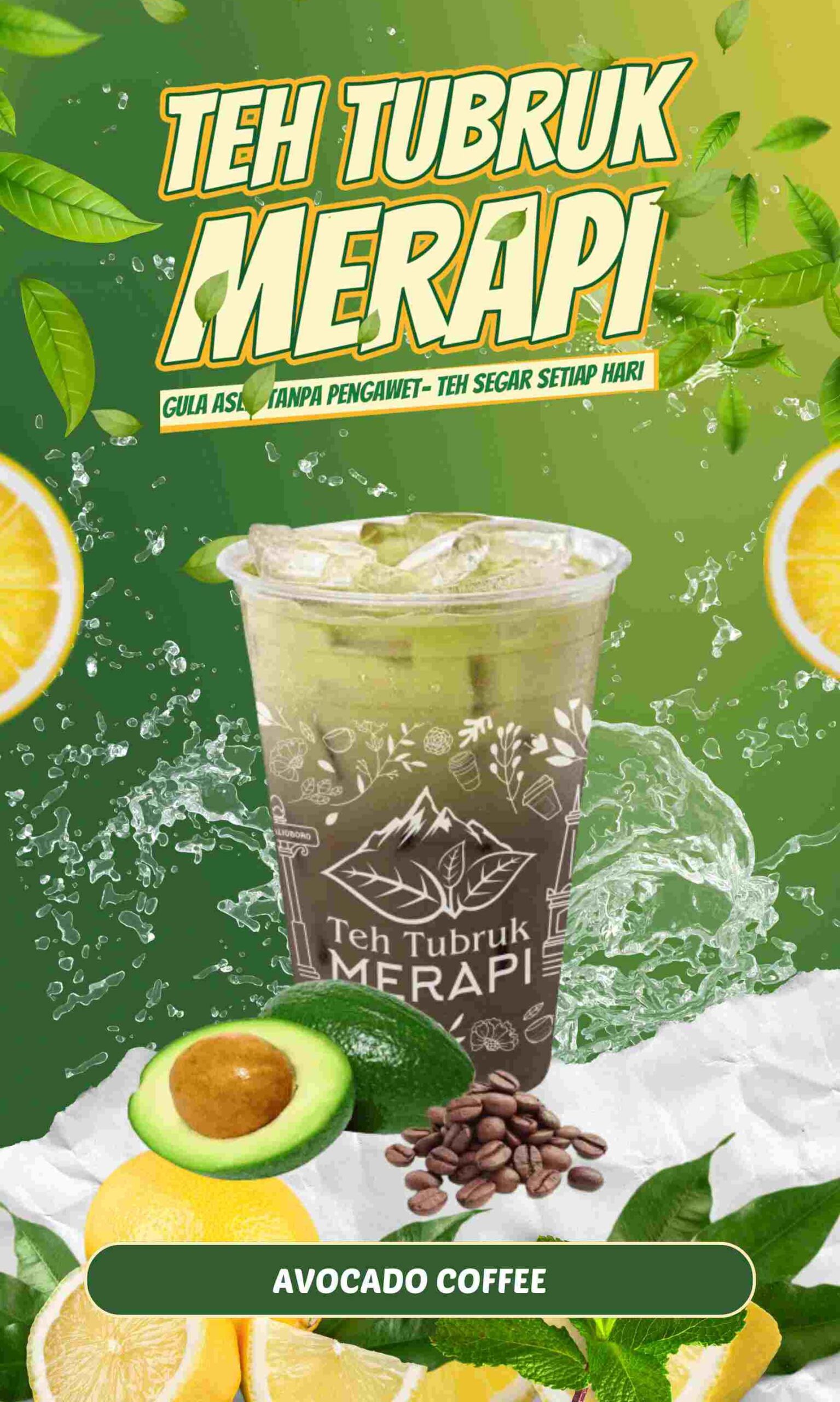 Hijau Kuning Organik Modern Promosi Penjualan Minuman Es Teh Ban